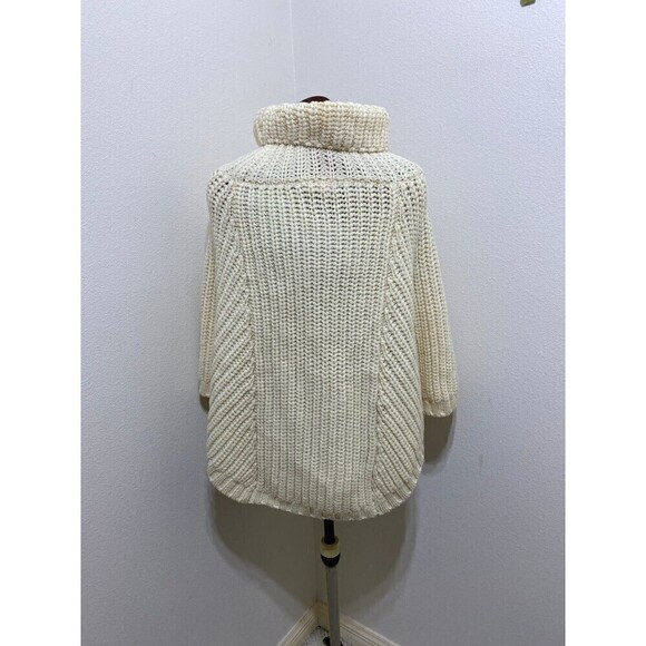 Saol Aran Cowl Neck Knit Poncho for Women, 100% Premium Quality Merino Wool Wrap - Picture 9 of 11